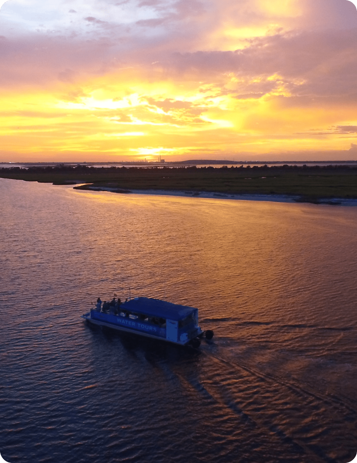 Scenic river cruise during sunset