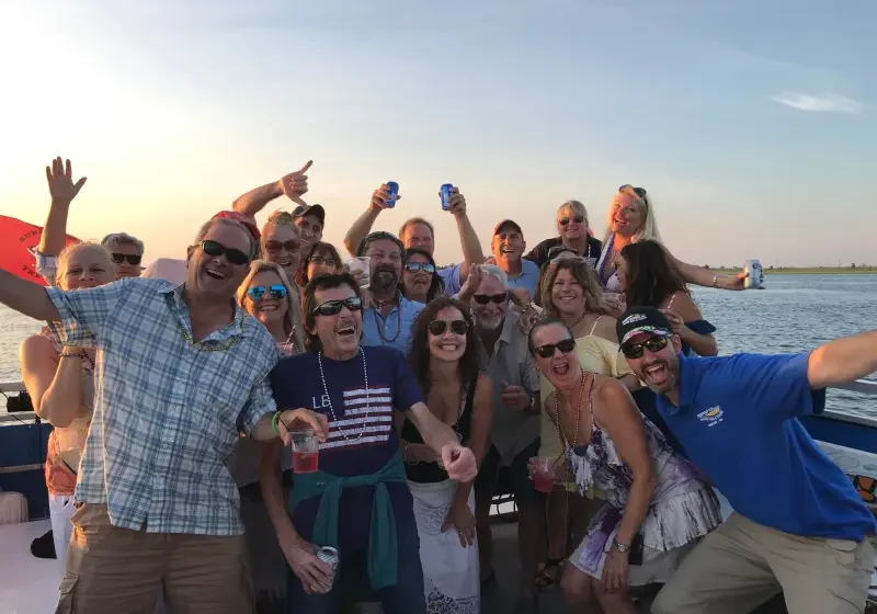 Joyful gathering on a boat ride